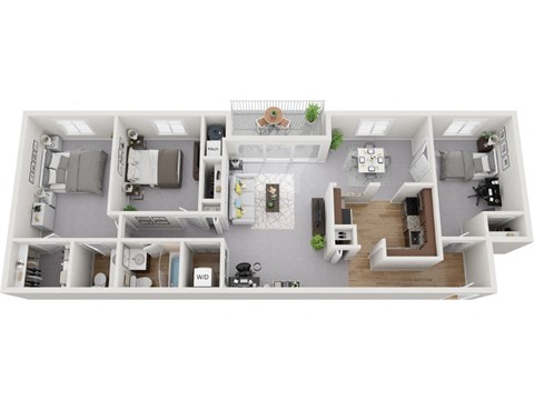 Renovated 2 Bedroom 1.5 Bath with Den1224sf Floor Plan, atPadonia Village Apartments, Timonium MD